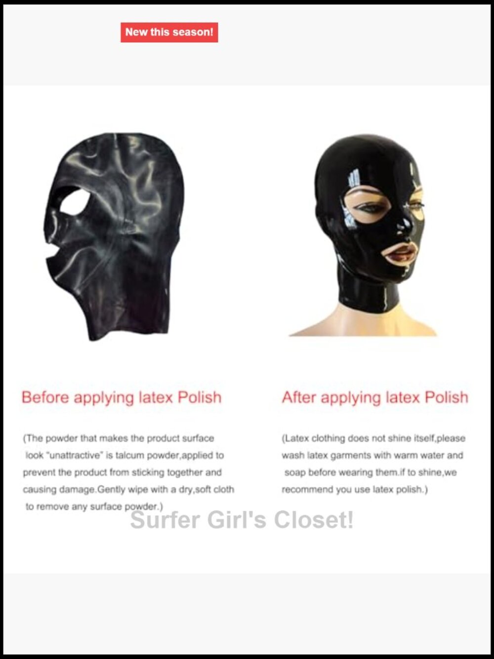 Handmade Latex Rubber Hood Mask with Back Zipper for Lovers - Picture 5 of 7